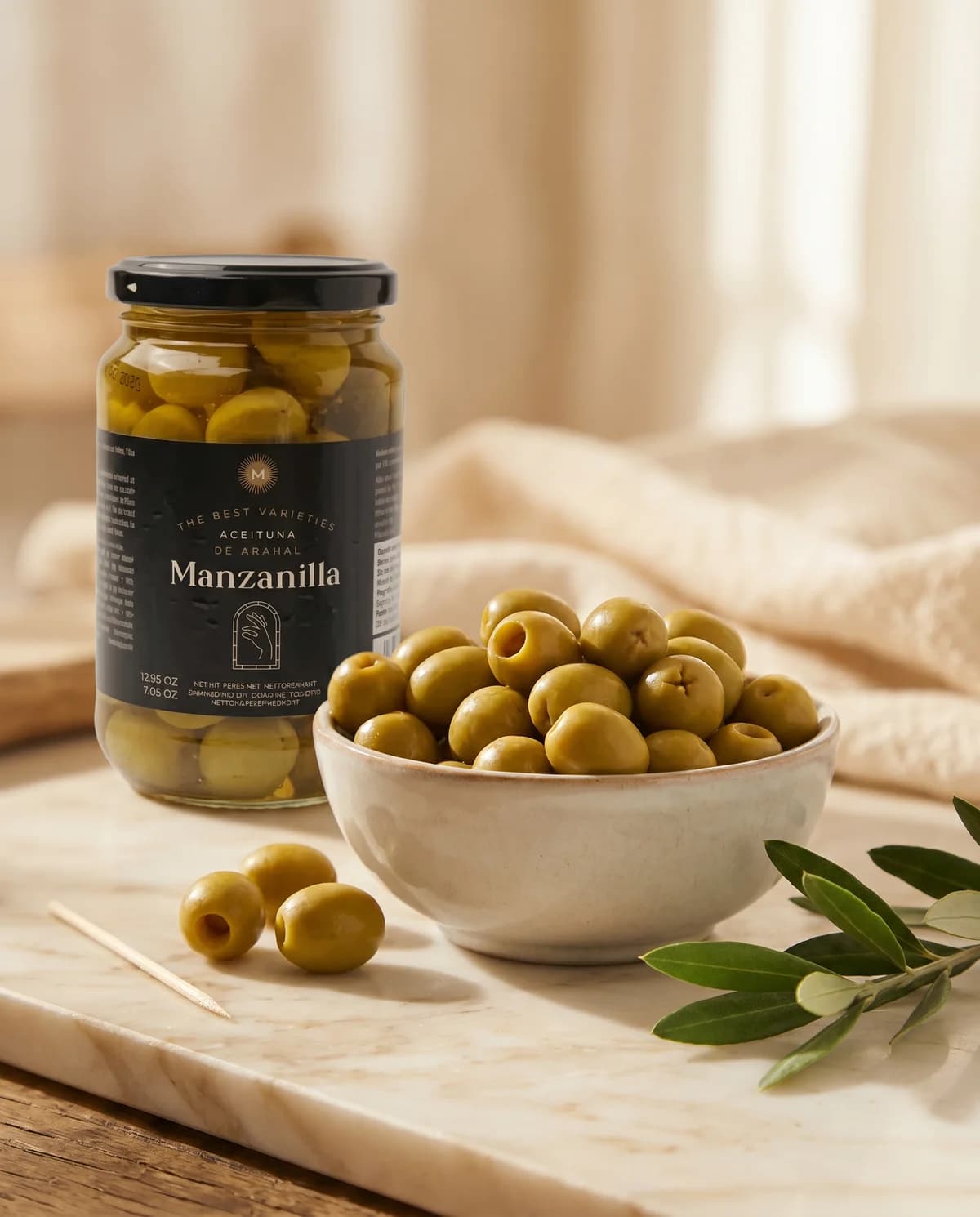Оливки зелёные Мансанилья с косточкой, 350 г